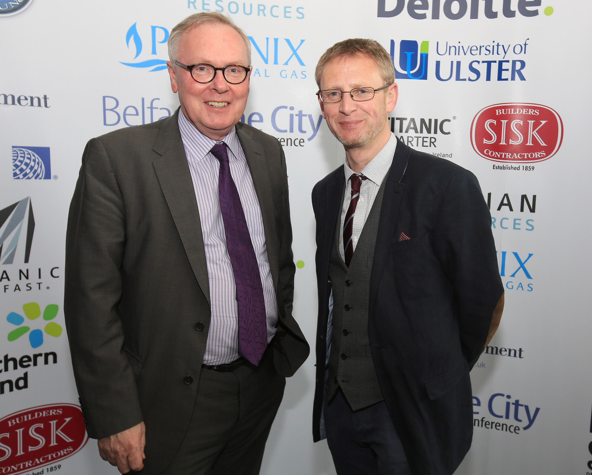 Belfast MET E3, One City Conference 'Lifting the City' . pictured: Tony McCusker (Chair Community Foundation NI) and Alan McBride (Peace Campaigner WAVE trauma centre) 95JC13